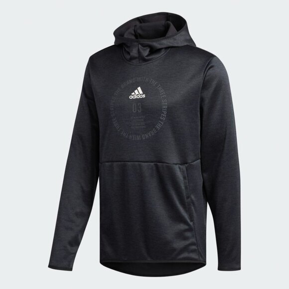 Adidas Team Issue Badge of Sport Hoodie Pullover Mens XL Black Mesh Climawarm - Picture 1 of 9
